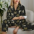 thumbnail image 5 of KLL Happy New Year Print Women's Long Sleeve Pajamas with Pants Sleepwear Loungewear 2 Set-XX-Large, 5 of 7