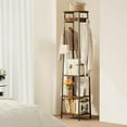 thumbnail image 2 of Freestanding Coat Rack with 3 Shelves 7 Hooks Industrial Style Rustic Brown Black Hall Tree Clothes Organizer, 2 of 8