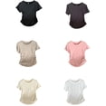 thumbnail image 5 of Womens Neck Crop Top Casual Slim Fitting Short Sleeve Tshirt Summers Short Top Blouses Streetwears Gifts, 5 of 9
