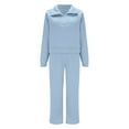 thumbnail image 3 of Women Sweatsuit Two Piece Sweatshirt Wide Leg Sweatpants Lounge Womens Fall Clothing Matching Sets Women Clothing, 3 of 4