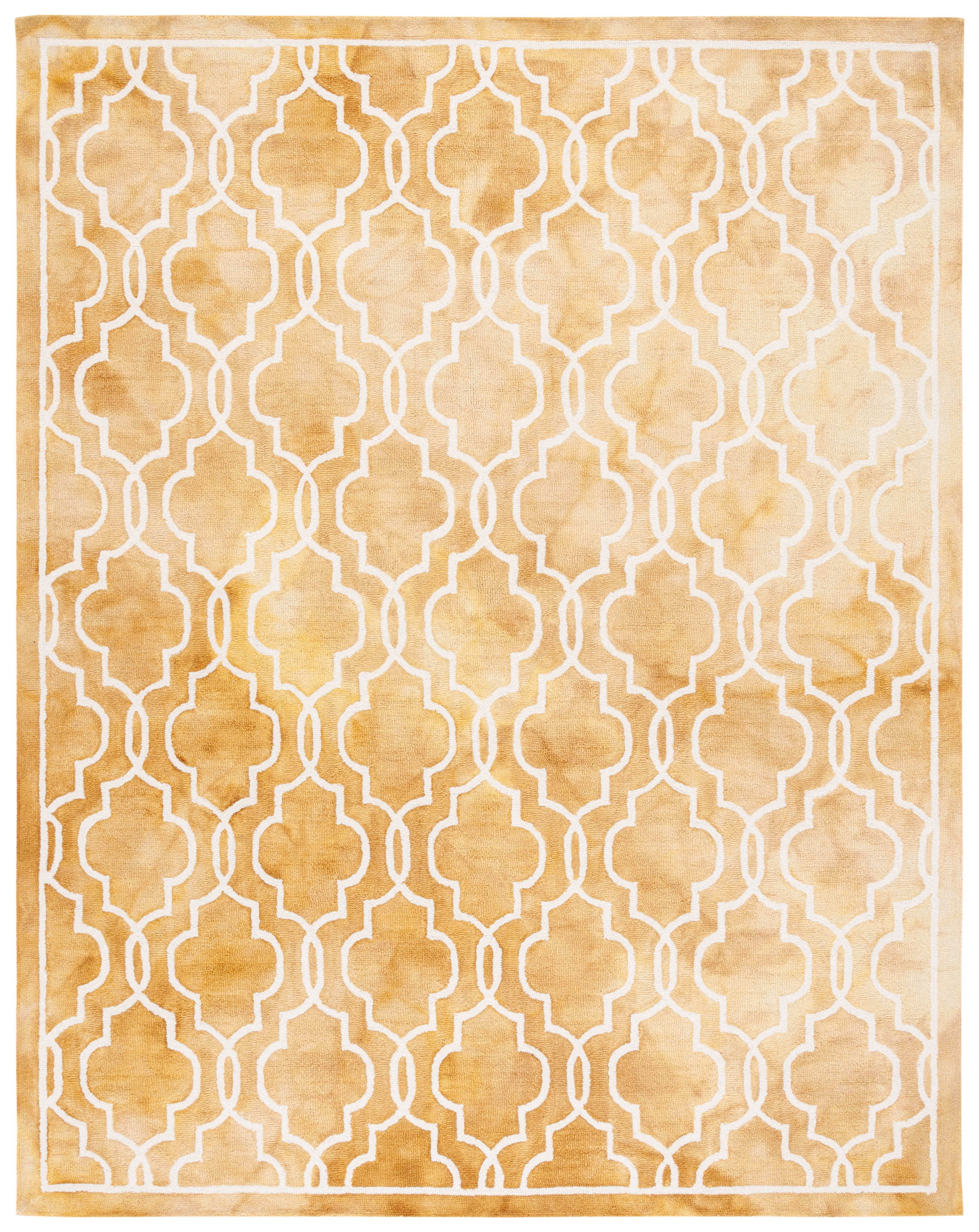 Safavieh Dip Dye Leighton Geometric Wool Area Rug, Gold/Ivory, 9' x 12'