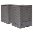 thumbnail image 1 of vidaXL Garden Composters 2 pcs Brown 60x60x83 cm 600 L Plastic Rattan, 1 of 5