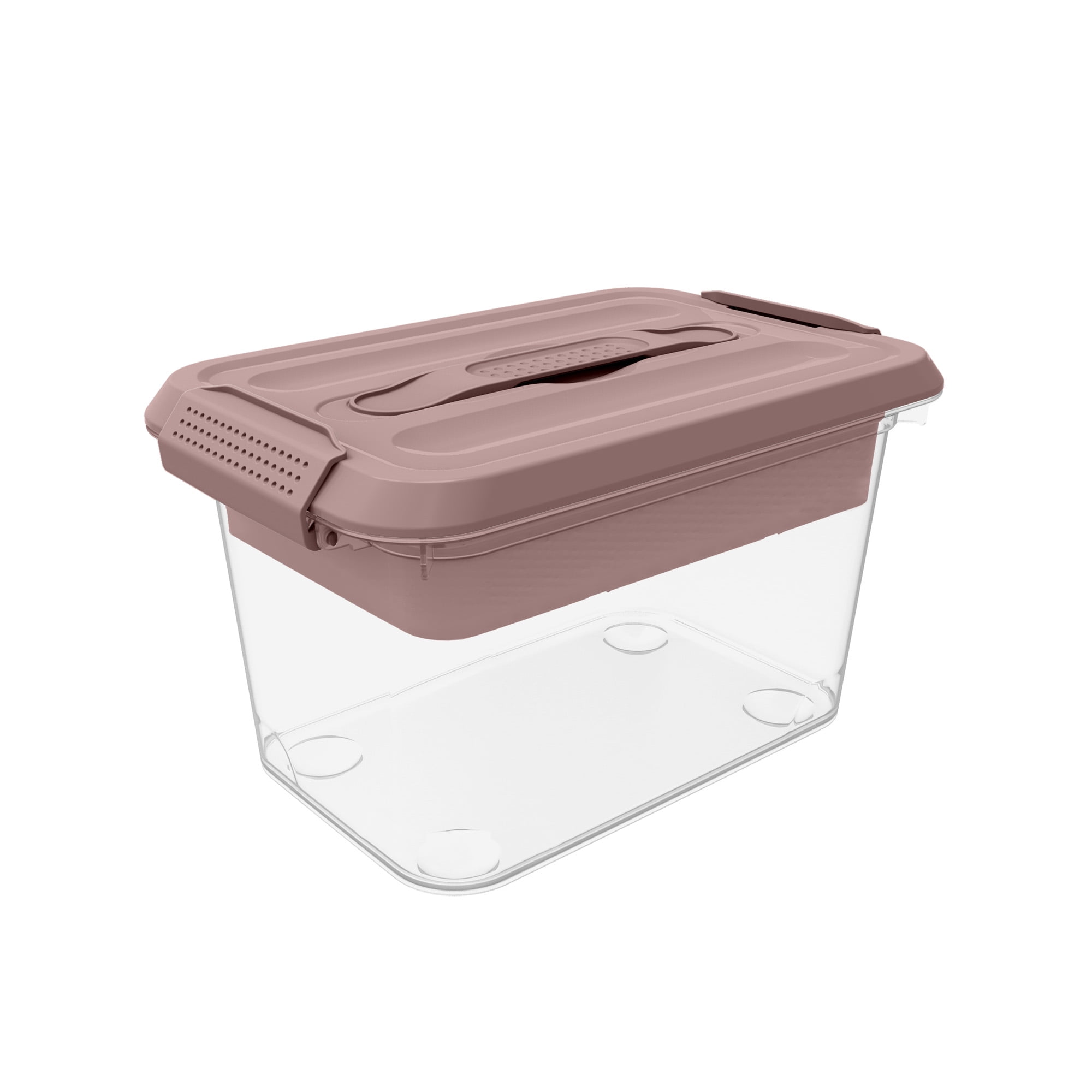 Pen+Gear Latchmate Plastic Storage Box, 6.2 Quart, Pearl Blush