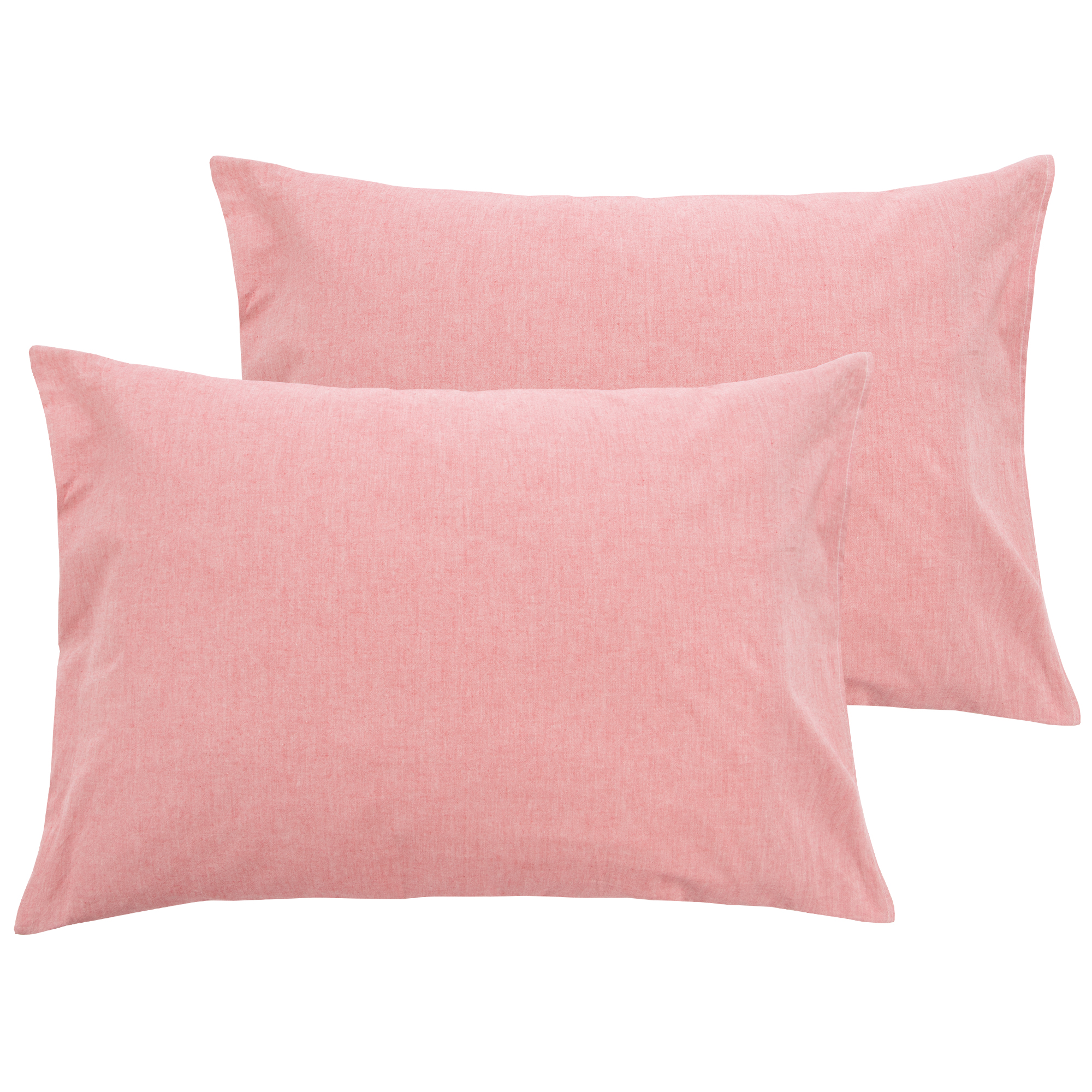 NTBAY Washed Cotton Queen Pillowcases Set of 2, Soft and ShrinkResistant, 20" x 30", Coral Pink