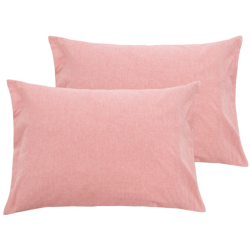 NTBAY 2 Pack Washed Cotton Queen Pillowcases, 20 x 30 Inches, Coral