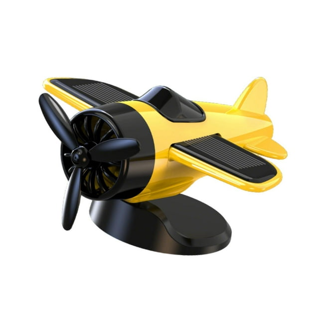 Yinanstore Solar Powered Rotating Aircraft Model Sun Operated Car Interior Decoration Yellow