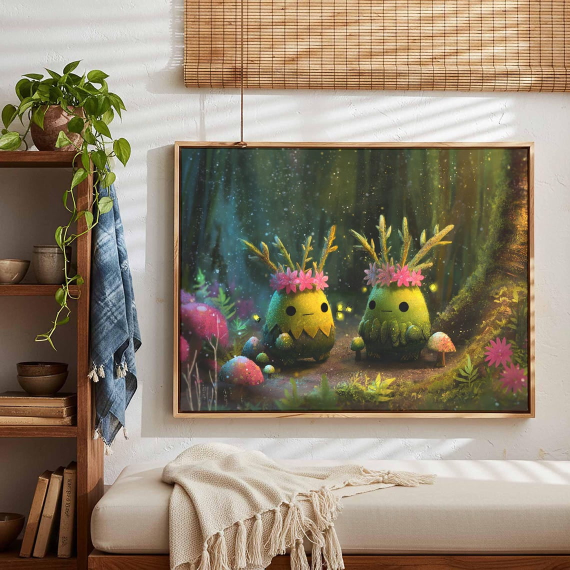 Forest Spirit Wall Art Print Whimsical Woodland Creature Decor