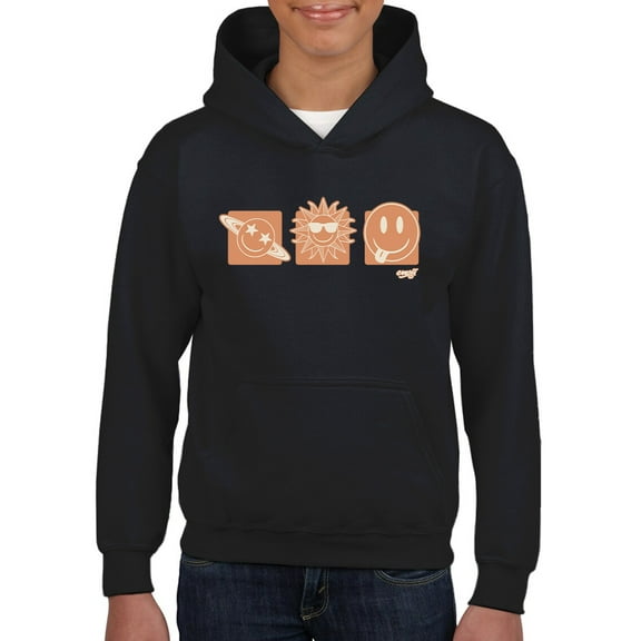 Celestial Joy Icons - Retro Cosmic Emojis Youth's Hoodie