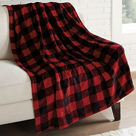 

Brookstone Luxurious Electric Heated Throw 4-Heat Settings Easy Built-in Remote Red Black