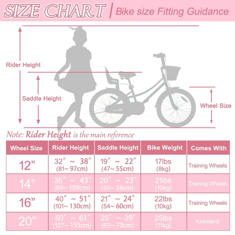 Chart Size Of Bike For Year Old Boy KORIMEFA Girls Bike For 8-12