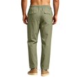 thumbnail image 5 of GrmtClth Linen Pants For Men Loose Baggy Straight Trousers Elastic Drawstring Waist Multi Side Pockets Lightweight Summer Beach Yoga Casual Bottoms Army Green L, 5 of 7