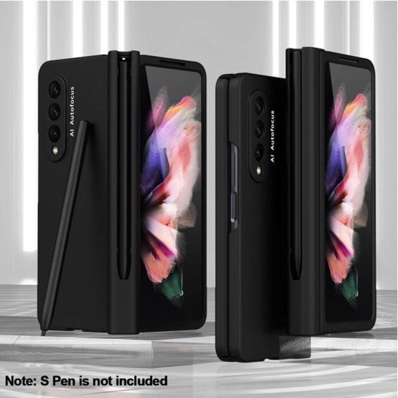 Compatible Samsung Galaxy Z Fold 3 Case with Hinge Protection and Pen Slot, Full Protective Cover with Front Screen Protector Case for Samsung Z Fold 3 (Black)