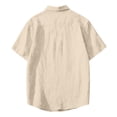 thumbnail image 6 of LTTVQM Mens 2026 Casual Short Sleeve Button Down Shirts Cuban Linen Textured Shirt Summer Beach Wear Beige L, 6 of 7