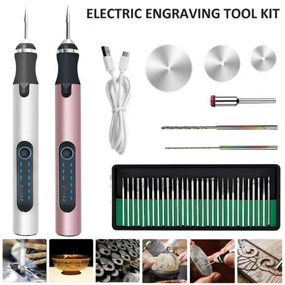 ZEPARO Rotary Tool Rechargeable Engraving Pen with 300mAh Battery Electric Adjustable Speed Carving Pen Hand-held Wood Engraving Tool for Sanding Polishing Drilling Etching
