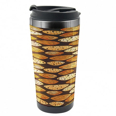 

Abstract Travel Mug Spots Waves Elliptic Steel Thermal Cup 16 oz by Ambesonne