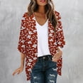 thumbnail image 2 of yoeyez Lightweight Cardigans for Women Floral Print 3/4 Sleeve Kimono Cardigan Loose Cover Up Casual Summer Beachwear 2026 Red,XXL, 2 of 6