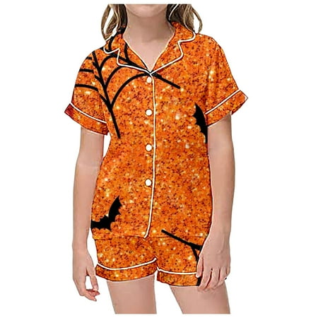 

2 Piece Sets Pajamas for Kids Children Graphic Print Short Sleeve Button Shirt Shorts Pajama Set Sweatpants Outfits for Teens Autumn Baby Girl Outfit New Baby Set Baby Girl Pajamas 3-6 Months Little