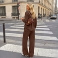 thumbnail image 4 of SUNBS Lounge Sets for Women Two Piece Sets Henley Neck Top Wide Leg Pants Vacation Fall Travel Outfits, 4 of 8