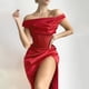 thumbnail image 4 of Gibobby Vestidos para Mujer Hombro fiesta mujer elegante con vestido Invitado de boda Hendidura Tubo Midi Vestidos Cocktail Club Un cumpleaños (Rojo,CH), 4 of 5