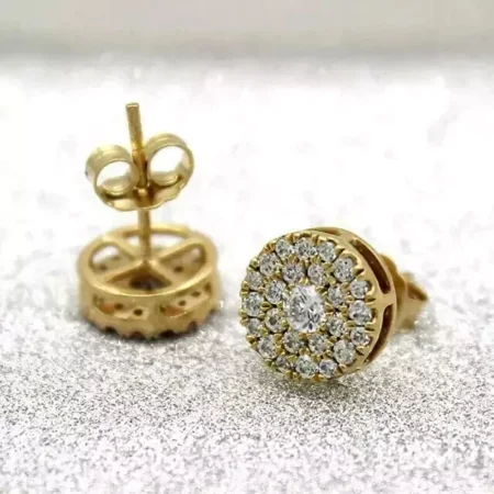 2.00 Ct Round Cut Simulated Diamond Halo Stud Earrings 14K Yellow Gold Plated for Women