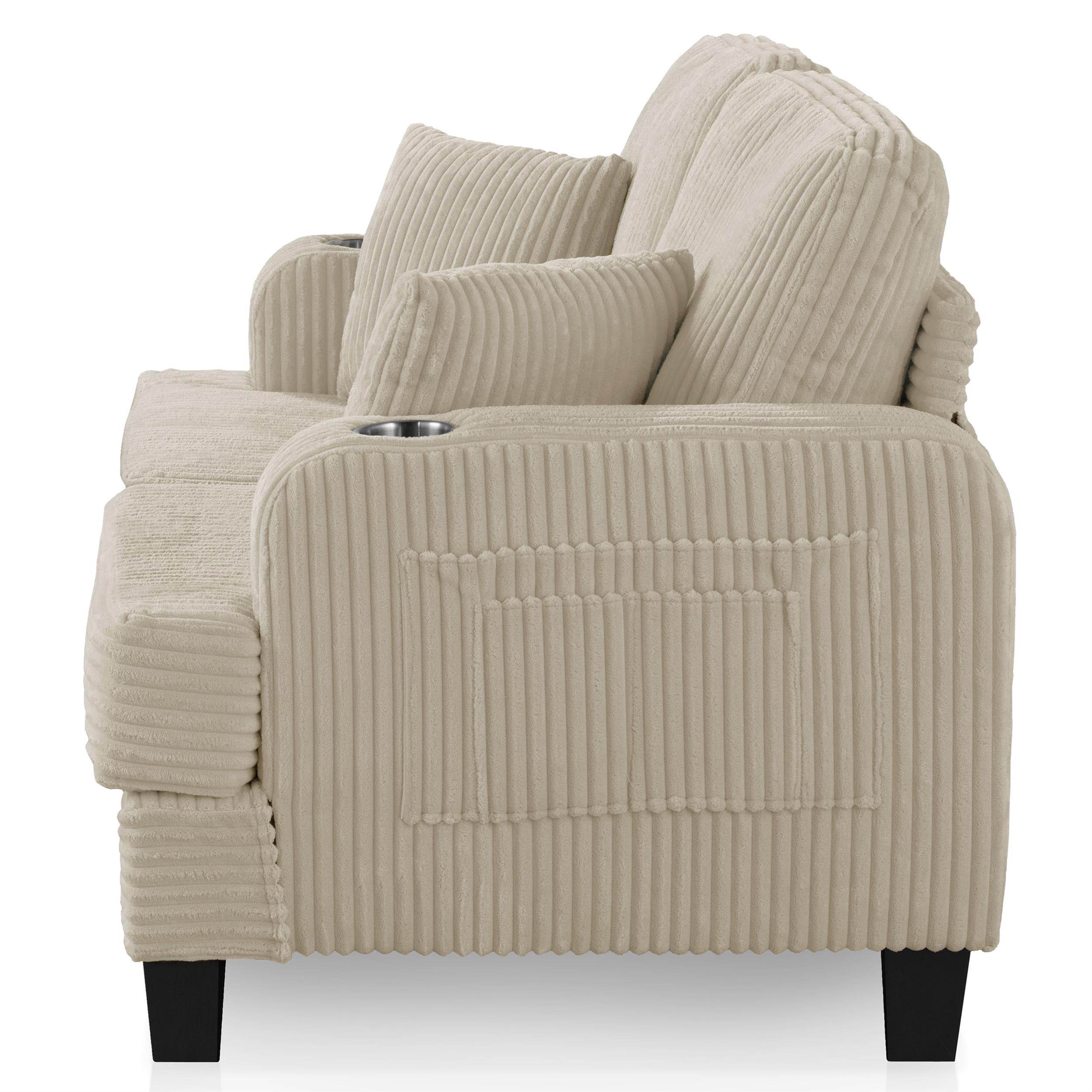 Furniture of America Fayen Modern Small Space Chenille Fabric Loveseat with Pillow, Beige
