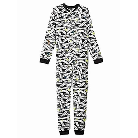 Boys Union Suit - Boys White Mummy Print Sleeper Pajamas Polyester Fleece Union Suit