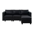 thumbnail image 3 of Sarah Convertible Sectional Sofa with Chaise Air Leather L Shaped Sofa Couch Modular Sectional Sofa with Storage- Black, 3 of 16
