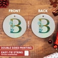 thumbnail image 3 of 3drose, Turquoise and Image of Gold Leafy Monogram Initial B, Circle Porcelain Ornament, 3 of 7
