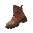 thumbnail image 4 of Paaisye Womens Boots Ankle Booties Women's Boots Classic Lace-Up with Side Zipper Buckle Chunky Mid Heel Platform for Ladies Work Casual Comfortable Fashion,Brown 43, 4 of 5