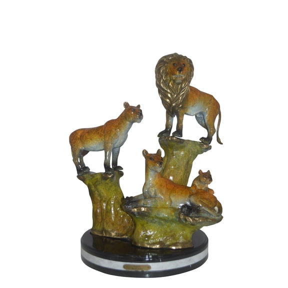 Nifao Family of Lions Bronze Statue - Lion King – Home Decor Sculpture, 21"L x 22"W x 28"H