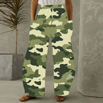 Runfenguu Baseball Pants Youth, Running Pants Women Women Casual Printing Pockets Elastic Mid-Waist Comfortable Wide-Legged Loose Pants