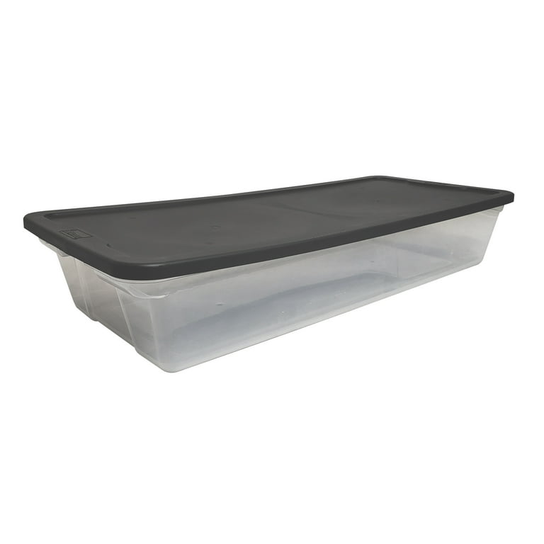 Homz Large 41 Quart Clear Plastic Under Bed See Through Stackable