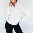 thumbnail image 3 of Yokua Quarter Zipper Cropped Sweatshirt Long Sleeve Oversized Pullover Top for Women, 3 of 8
