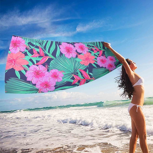 Microfiber Beach Towel Sandproof 28 in x 60 in Quick-Drying Lightweight Travel Towel For Beach Pool Camping Yoga