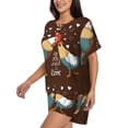 thumbnail image 2 of Bixox Women's Rooster And Chicken Printed Pajama Set 2 Piece Lounge Set Top and Shorts Soft Pajamas, Shorts with Pockets, 2 of 7