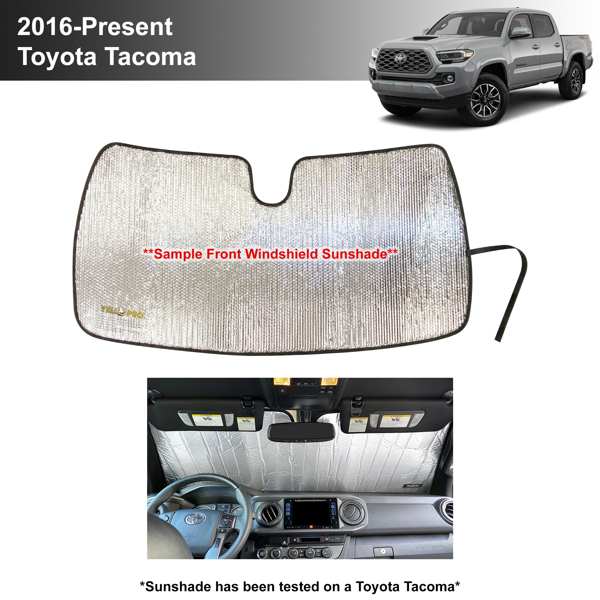 Front Windshield Sunshade Foldable Sun Shade Protector Custom Fit 2021 2020 2019 2018 2017 2016 Toyota Tacoma 2Dr 4Dr Pickup Accessories 2021 Upgrade 