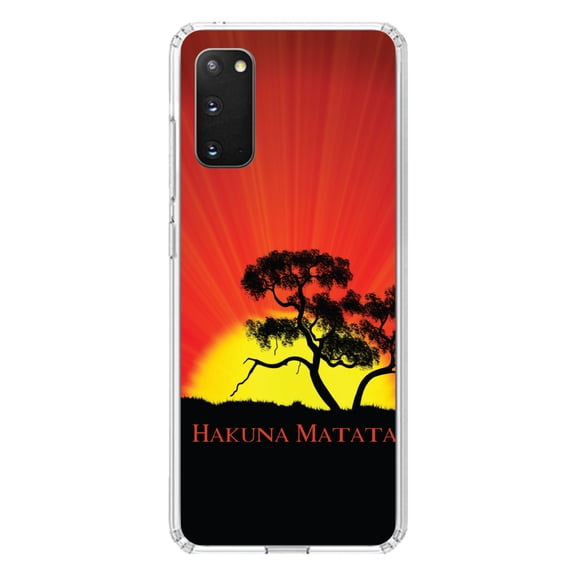 DistinctInk Clear Shockproof Hybrid Case for Galaxy S20 ULTRA / 5G (6.9" Screen) - TPU Bumper, Acrylic Back, Tempered Glass Screen Protector - Hakuna Matata