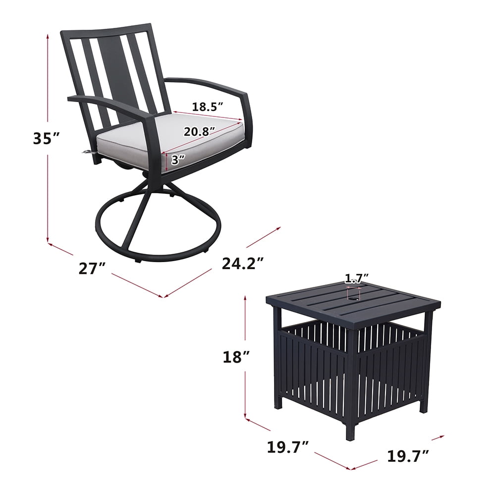Kadyn Steel Bistro Dining Table, Outdoor Leisure Coffee Table with Umbrella Hole, Square Umbrella Table for Garden, Black Kadyn Steel Bistro Dining Table, Outdoor Leisure Coffee Table with Umbrella Hole, Square Umbrella Table for Garden, Black