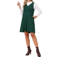 thumbnail image 2 of INSPIRE CHIC Women's Corduroy Overall Dress 2026 V Neck Sleeveless A Line Casual Pinafore Dresses with Pockets L Dark Green, 2 of 6