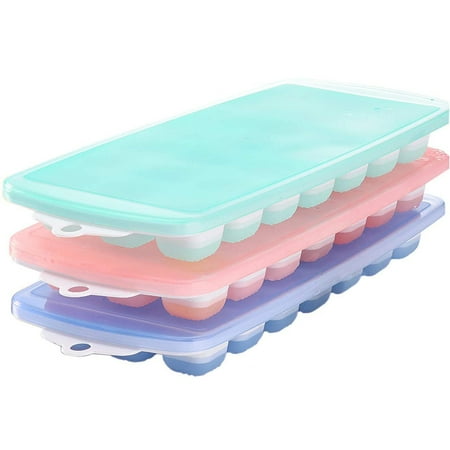 

Ice Cube Trays 3 Packs Flexible Silicone Ice Cube Molds Tray with Lids Ice Trays Make 63 Ice Cube Stackable Durable