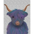 thumbnail image 3 of Fab Funky 12x14 Black Modern Framed Museum Art Print Titled - Highland Cow 7, Purple, Portrait, 3 of 5