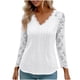 thumbnail image 1 of Encaje Manga Larga Tops para las Mujeres Más Tamaño V-Cuello Sólido Casual Blusa, Suave Suéter de Poliéster, Primavera de Uso Diario, 1 of 9
