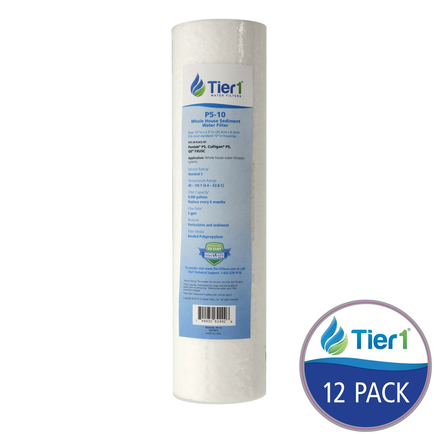 Fits Pentek P5 FXUSC Comparable 10 x 2.5 5 Micron Sediment Water Filter 50 Pack Fits Pentek P5 FXUSC Comparable 10 x 2.5 5 Micron Sediment Water Filter 50 Pack