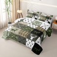 thumbnail image 3 of meiyoeat Rustic Patchwork Deer Quilt King For Boys,Vintage Farmhouse Camouflage Hunting King Coverlet Set, Green Brown,3 Pieces, 3 of 7