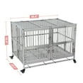 thumbnail image 2 of Roromall 48" Dog Crate Heavy Duty Cage Kennel with Wheels, Stainless Steel Dog Crate, Sturdy Locks Design, Double Door Small Door Design & Removable Tray Design, 2 of 8