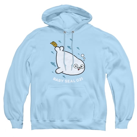 Sealook Baby Seal Adult Pull-Over Hoodie, Light Blue, 2X-Large