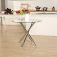 thumbnail image 1 of Dining Table Modern Kitchen and Dining Table with Glass Top and Stainless Steel Base, 1 of 7
