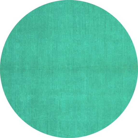 Ahgly Company Machine Washable Indoor Round Abstract Turquoise Blue Modern Area Rugs, 8' Round