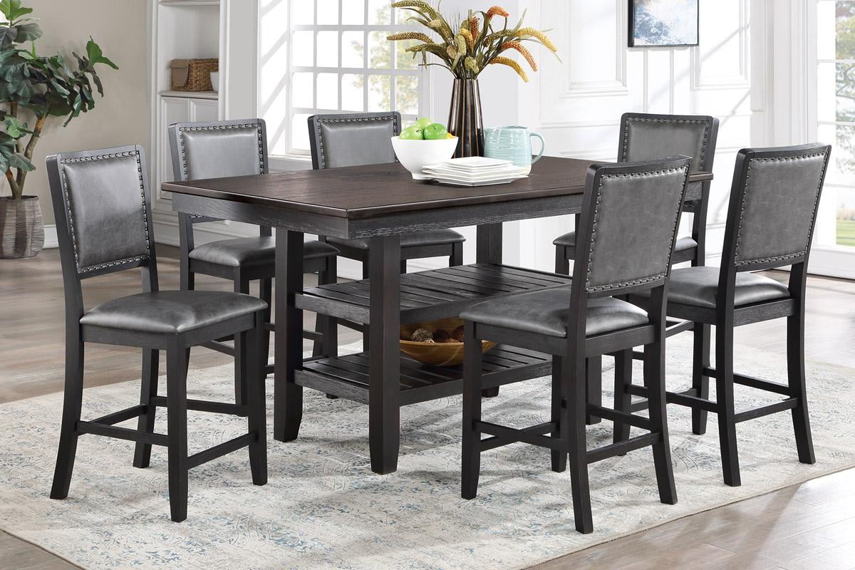 Black Finish Modern Counter Height Dining Table w/Options