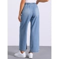 thumbnail image 3 of DARING DIVA Women's Trendy Elastic Waist Wide Legs Drawstring Jeans 2XL Light Blue, 3 of 6